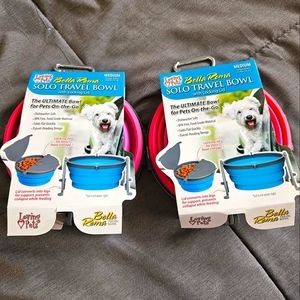 Loving Pets Solo Travel Bowl dog cat Locking Lid PINK hiking travel camping